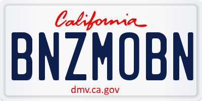 CA license plate BNZMOBN