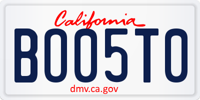 CA license plate BO05T0