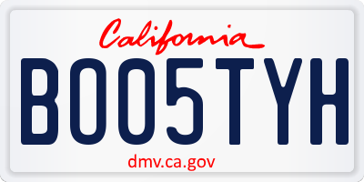 CA license plate BO05TYH