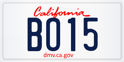 CA license plate BO15