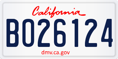 CA license plate BO26124