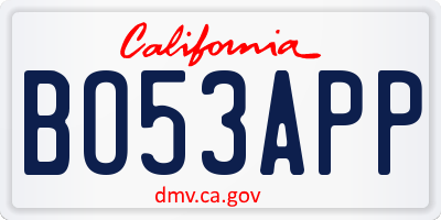 CA license plate BO53APP