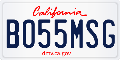 CA license plate BO55MSG