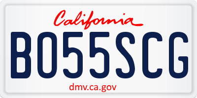 CA license plate BO55SCG