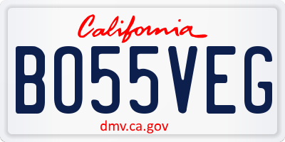 CA license plate BO55VEG