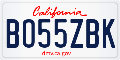 CA license plate BO55ZBK