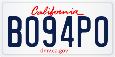 CA license plate BO94PO