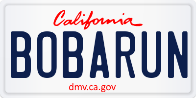 CA license plate BOBARUN