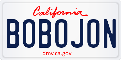 CA license plate BOBOJON