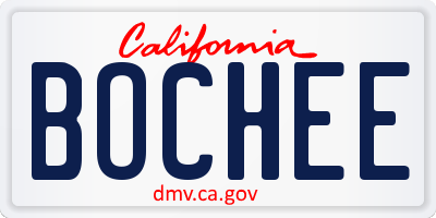 CA license plate BOCHEE