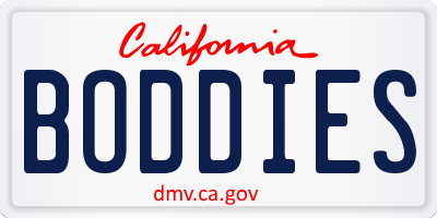 CA license plate BODDIES