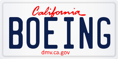 CA license plate BOEING