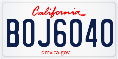 CA license plate BOJ6040