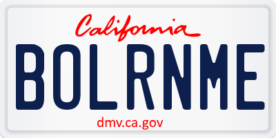 CA license plate BOLRNME