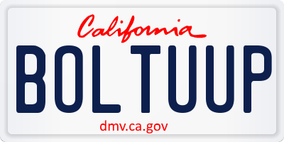 CA license plate BOLTUUP