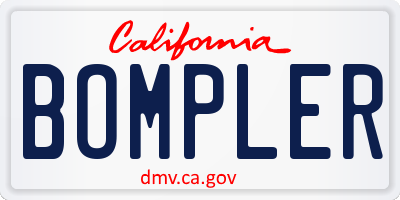 CA license plate BOMPLER