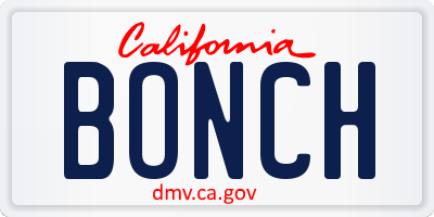 CA license plate BONCH