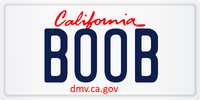 CA license plate BOOB