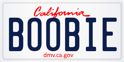 CA license plate BOOBIE