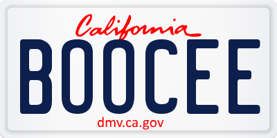 CA license plate BOOCEE