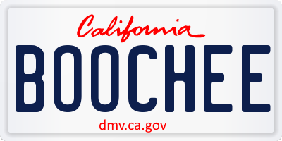 CA license plate BOOCHEE