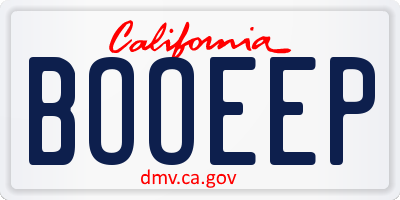 CA license plate BOOEEP