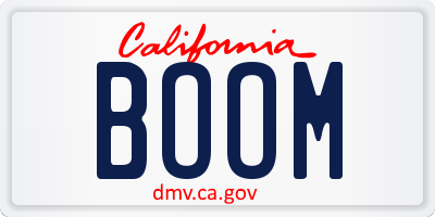 CA license plate BOOM