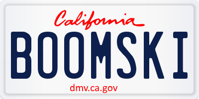 CA license plate BOOMSKI