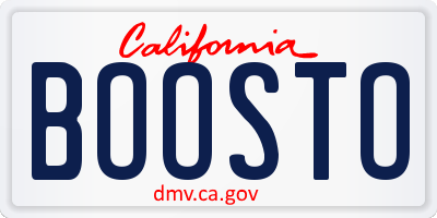 CA license plate BOOSTO