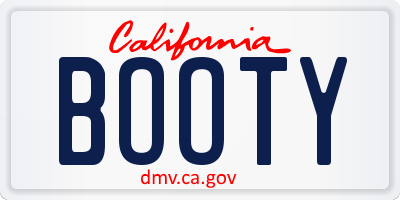 CA license plate BOOTY