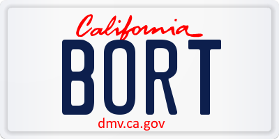 CA license plate BORT