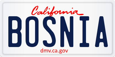 CA license plate BOSNIA