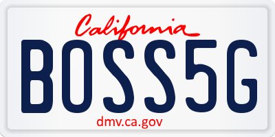 CA license plate BOSS5G