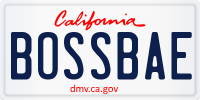 CA license plate BOSSBAE