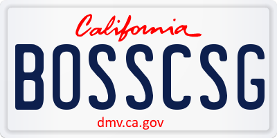 CA license plate BOSSCSG