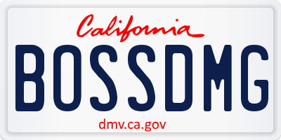 CA license plate BOSSDMG