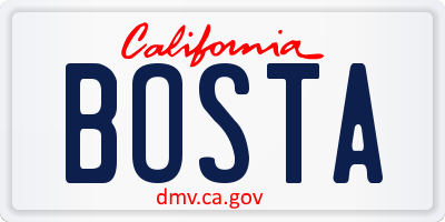 CA license plate BOSTA