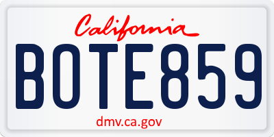 CA license plate BOTE859