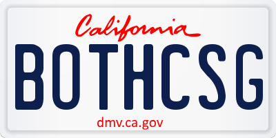 CA license plate BOTHCSG