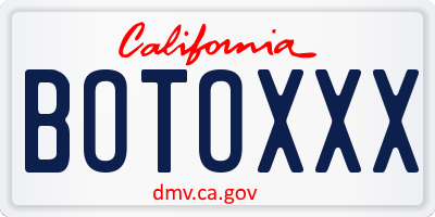 CA license plate BOTOXXX