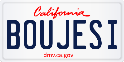 CA license plate BOUJESI