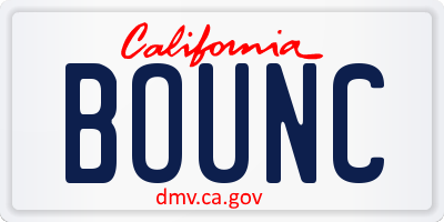 CA license plate BOUNC