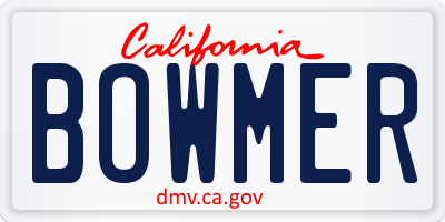 CA license plate BOWMER