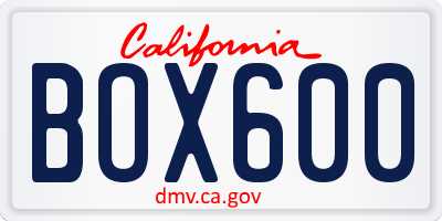 CA license plate BOX600