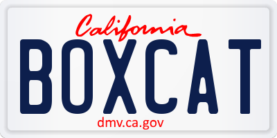 CA license plate BOXCAT