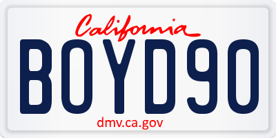 CA license plate BOYD90