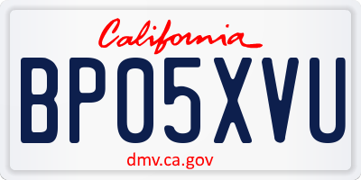 CA license plate BP05XVU