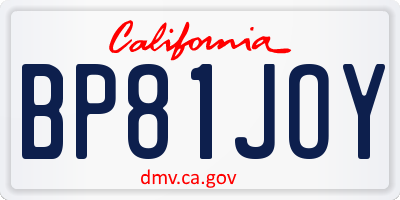 CA license plate BP81JOY