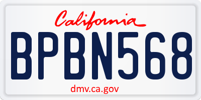 CA license plate BPBN568