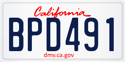 CA license plate BPD491